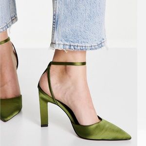 Olive Satin Heels